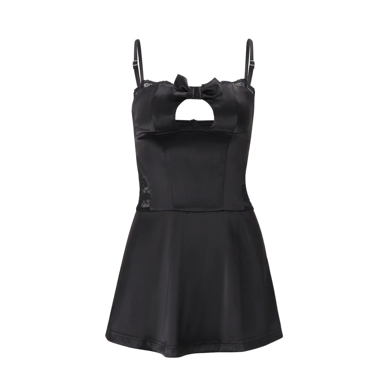 French Style Womens Summer Dress Elegant Solid Color Bow Decoration Slim Fit Sleeveless Perfect for Parties and