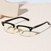 Zhang Yuanying Same Style Hawksbill Fashionable Plain Glasses Frame Butterfly Eyebrow Line Half Frame 20411 for Men and Women