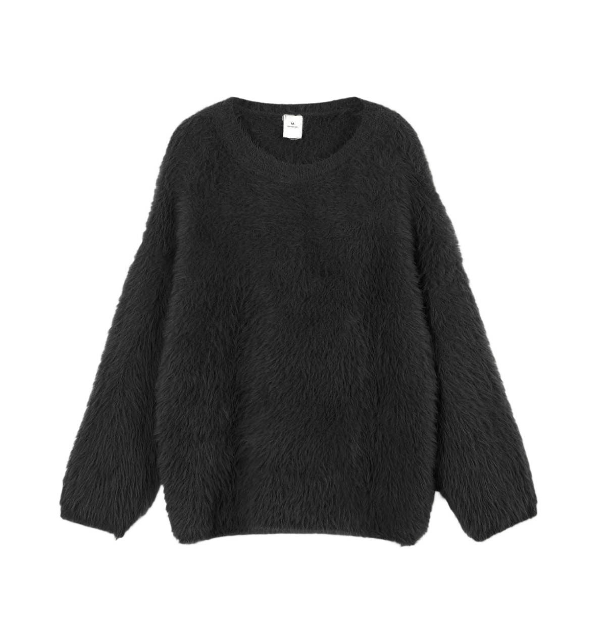 Womens Soft Knit Sweater Solid Color Round Neck Faux Mink Fabric Casual Everyday Wear Wholesale Available