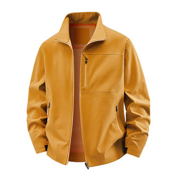 Outdoor Soft Shell Heat-Sealed Jacket Men's Autumn and Winter New Windproof and Water-Repellent Stand-Up Collar Casual Work Jacket