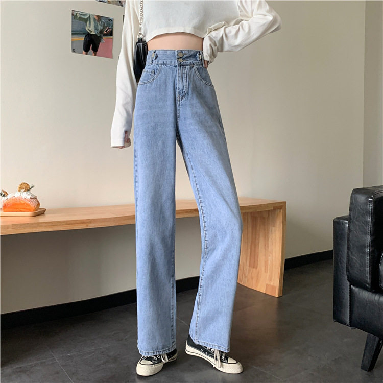 High Waisted Wide Leg Jeans Korean Style Loose Fit Flattering Design Spring Fashion Wholesale Available
