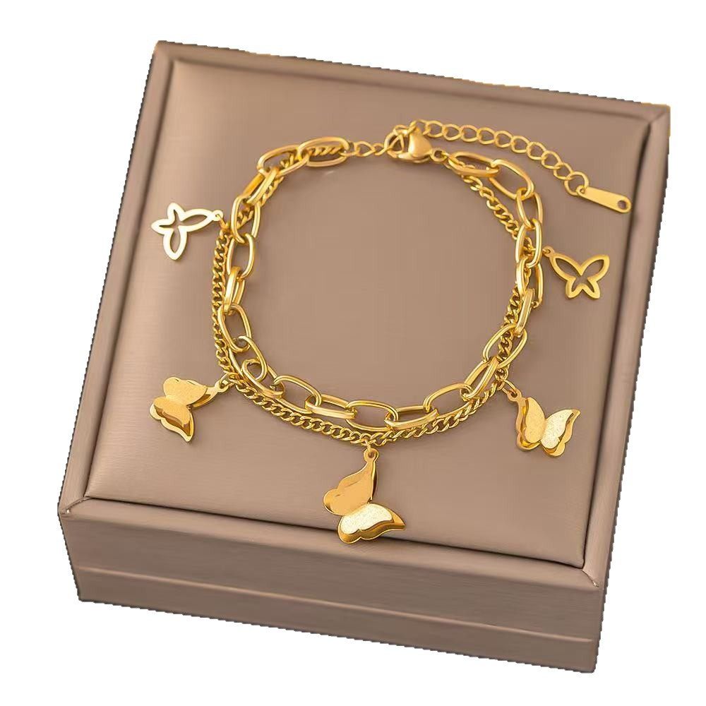 Cross-Border Dongguan Titanium Steel Bracelet, Non-Fading, New Korean and Japanese Style Accessories Bracelet for Women, 18K Gold, Fashionable, Light Luxury, High-End Feel