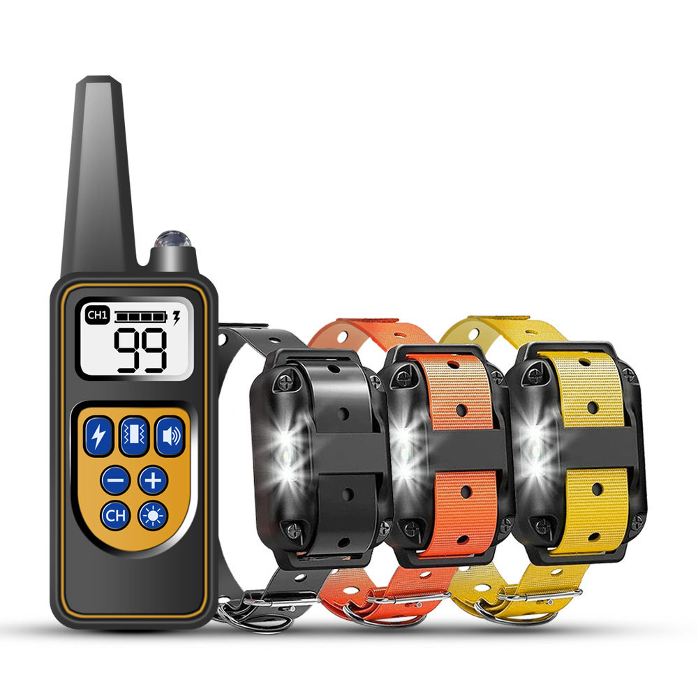 Factory wholesale 800 meters remote control dog trainer pet dog bark stop 100 gear vibration shock collar for Amazon