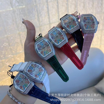 New wholesale foreign trade cross-border FM fashion stars wine barrel large dial Frank European and American quartz women's watch
