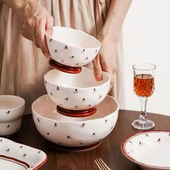 High-Quality Ceramic Tableware for Home Use, Including Bowls, Soup Bowls, Fish Plates, Suitable for Weddings, Housewarming Gifts, and Festive Ceramic Dining