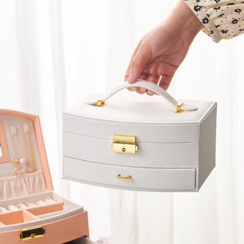 Double-Layer Lockable Jewelry Box Earrings Jewelry Drawer Storage Box Jewelry Storage Box Children's Gift Jewelry Box