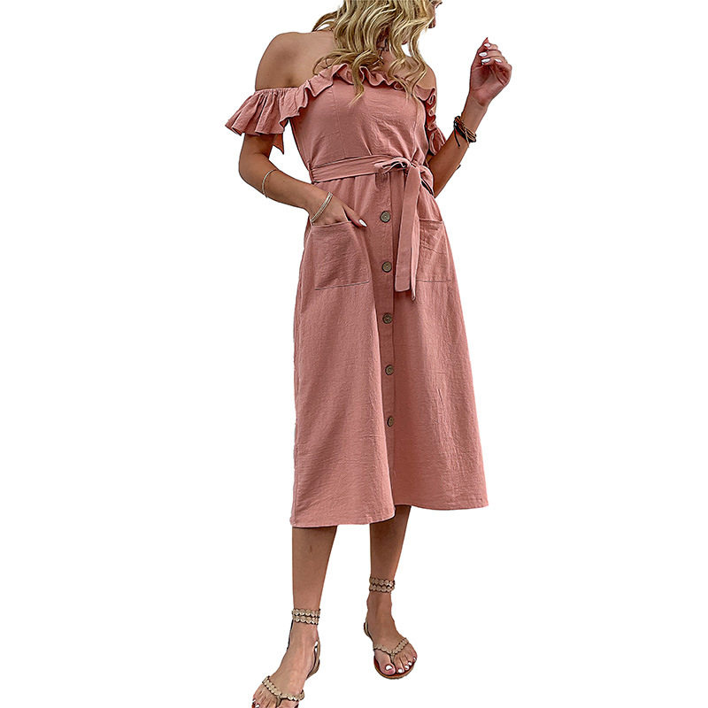 Off Shoulder Dress Casual Minimalist Summer Style Perfect for Parties or Everyday Wear Wholesale Available