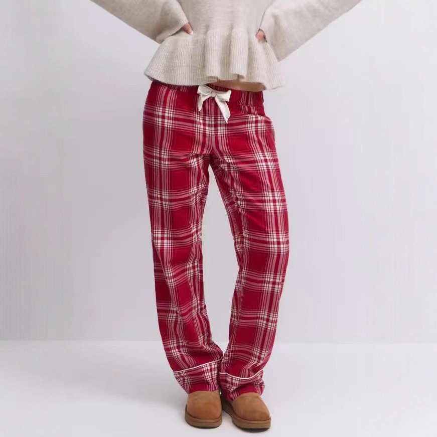 Womens Vintage Plaid Bow Detail Set Stylish Sexy Autumn Winter Fashion Perfect for Casual or Evening Wear