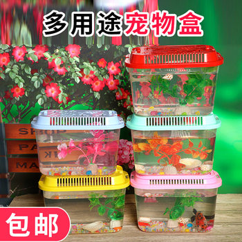 Multi-purpose pet box crab lid goldfish box portable hamster transport box transparent fish tank turtle tank wholesale