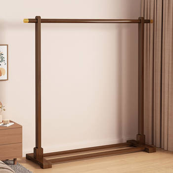 Mobile Living Room Clothes Hanging Shelf Indoor Drying Rack Solid Wood Hanger Household Floor Hanger Bedroom Coat Rack