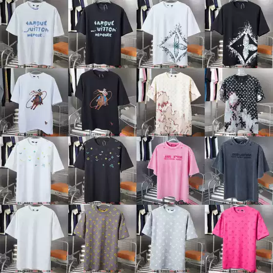 Cross-border Correct Version High-Grade LV Short-Sleeve T-Shirt 26S New Classic Logo Cotton Casual Loose Fit