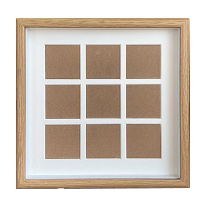 Nine-Grid Hollow Picture Frame Display Stand, Four-Grid Wooden Photo Frame for Wall Hanging, 36-Grid Three-Dimensional Oil Pastel Artwork Frame