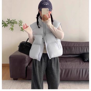 2025 New White Duck down Puffer Vest Women's Stand Collar Petite Coat Versatile Warm