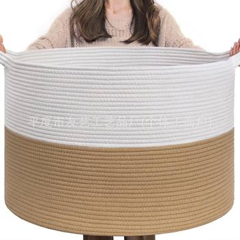 Cross-Border European Cotton Rope Dirty Clothes Basket Dirty Clothes Basket Woven Storage Basket Baby Toy Storage Basket