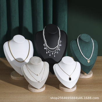 Wooden flannel necklace display rack neck model pendant rack jewelry rack portrait neck jewelry window storage model rack