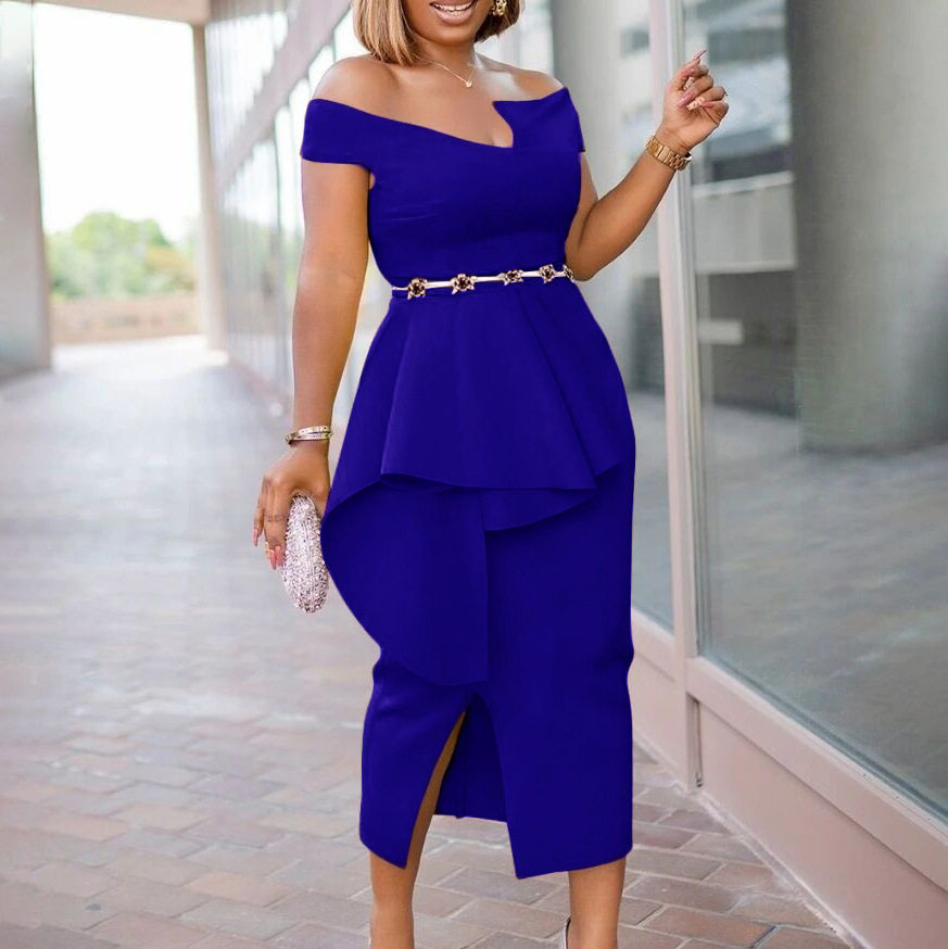 Plus Size Fashionable Womens Dress High Waist Midi Length Elegant Style Perfect for Work or Special Occasions