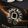 Diamond-encrusted square stone [white gold green diamond]
