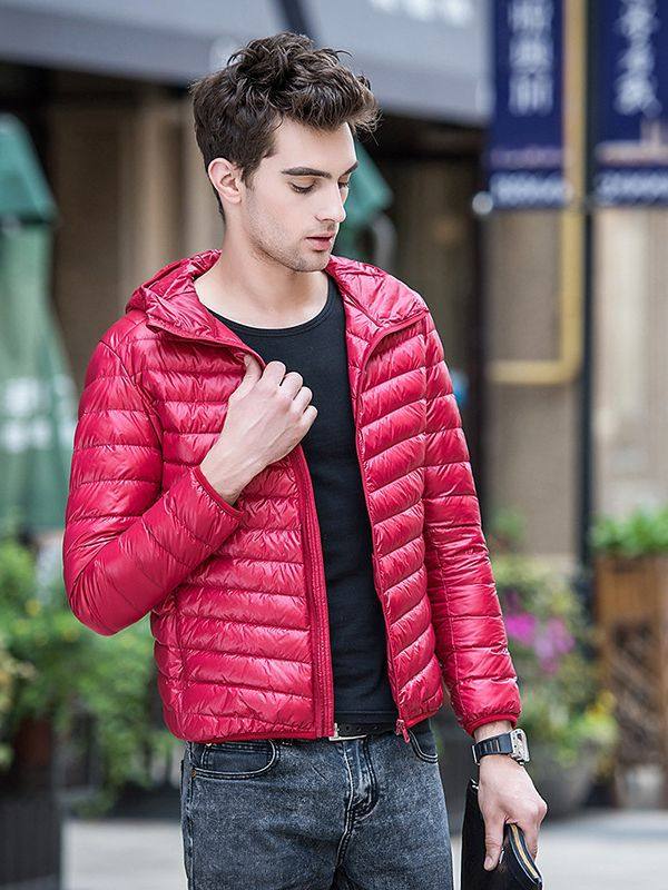 Cross-border supply new lightweight down jacket men's young and middle-aged short plus size hooded slim down jacket winter