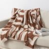 Autumn and Winter New Scandinavian Geometric Ins Style Knitted Half-Sided Plush Blanket Sofa Decorative Blanket Nap Blanket Black Coffee