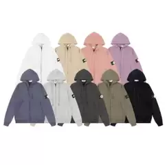 Classic Stone Solid Color Hooded Badge Long Sleeve Jacket for Men and Women Same Style Island Couple Tide Correct Edition Cross-border Foreign Trade