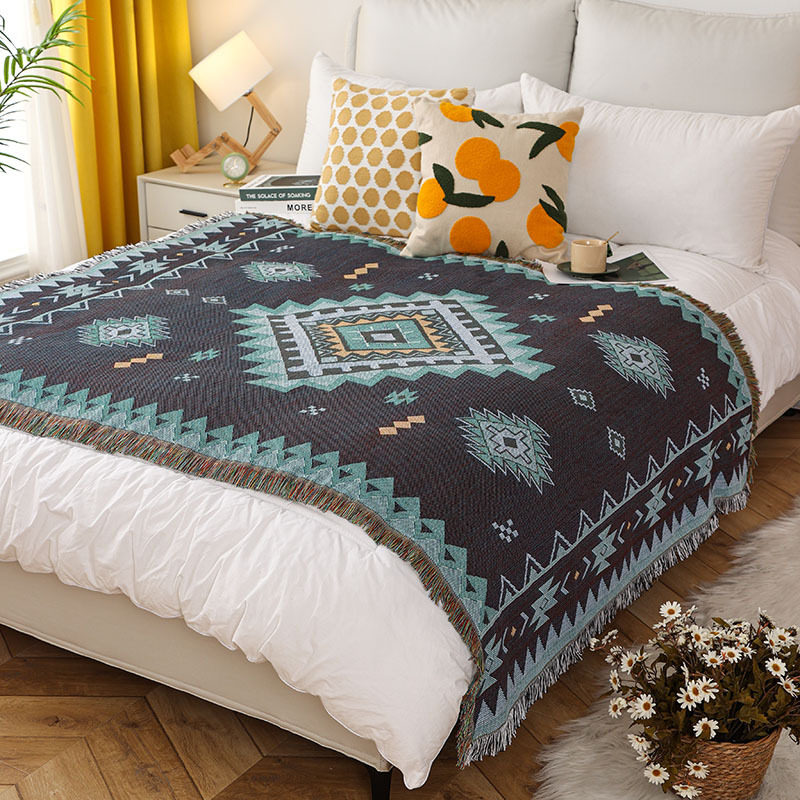 Bohemian Sofa Blanket Cover Blanket Line Blanket Camping Blanket Outdoor picnic Blanket Bed End Blanket Nap Blanket Leisure Blanket