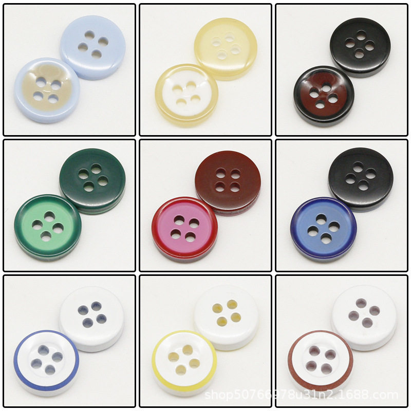 Factory direct color resin buttons four-eye decorative button round shirt shirt button button wholesale