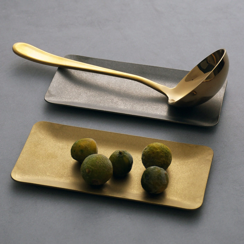 Japanese-style retro metal small dish gold silver creative 304 stainless steel towel dish dessert dish jewelry storage plate