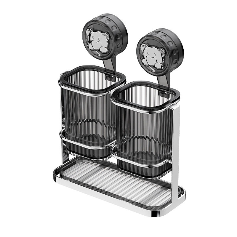 New stainless steel suction cup chopsticks tube wall-mounted chopsticks spoon storage box non-perforated drain rack wholesale