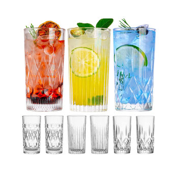 European-style Embossed Carved Colin Cup Straight Cocktail Cup Long Island Juice Cup Mojito Cup Collin Glass