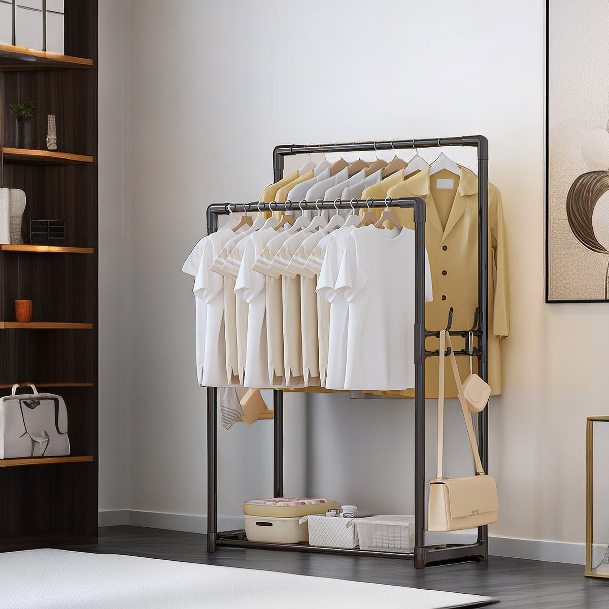 Upgraded Coat Rack with Pulley Reinforced Practical Clothes Hanger Multi-functional Storage Rack Removable Wholesale Cross-border Hot Sale