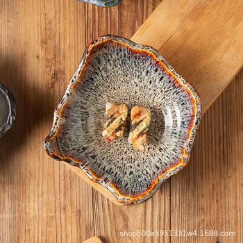 Restaurant hotel odd irregular underglaze color spray painting kiln change cold dishes hot dishes ceramic dishes manufacturers wholesale