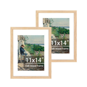 Cross-Border Supply of Oak Photo Frames 11*14inch Wall-Mounted Table Amazon Poster Photo Framed Picture Frame Manufacturer Batch