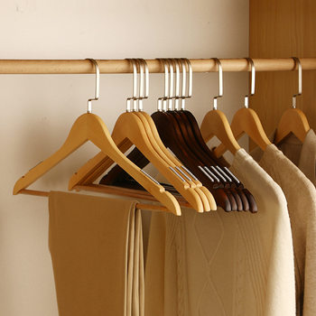 Household Wooden Clothes Hangers for Adults, Solid Wood Non-Slip Clothing Store Men's Clothes Hangers, Customizable Logo Wholesale