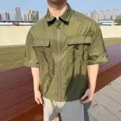 Nanyou High-End Version P Brand New Minimalist Recycled Nylon Triangle Logo Short-Sleeve Shirt Unisex