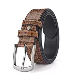 2026 New Men's Leather Belt Fashion Crocodile Pattern Belt Men's Business Casual Pin Buckle Belt Factory Wholesale