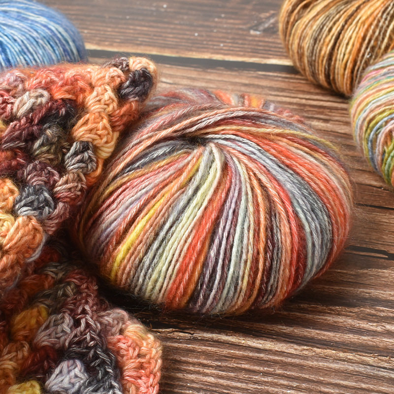 Zhongchuang camouflage cotton wool wool 50g ball thick cotton thread colorful mixed color cotton yarn spray wool cotton thread group factory wholesale