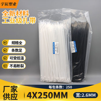 Non-Standard 4×250 Nylon Cable Ties Manufacturer Wholesale Bundling Wire Harness Self-Locking Fixed Cable Ties Industrial Grade