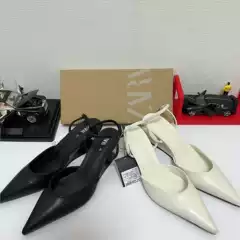 ZA2024 Autumn New Women's Shoes Black Sheep Leather Wedge Mueller Shoes Pointed Shallow One-word Buckle Single Shoes