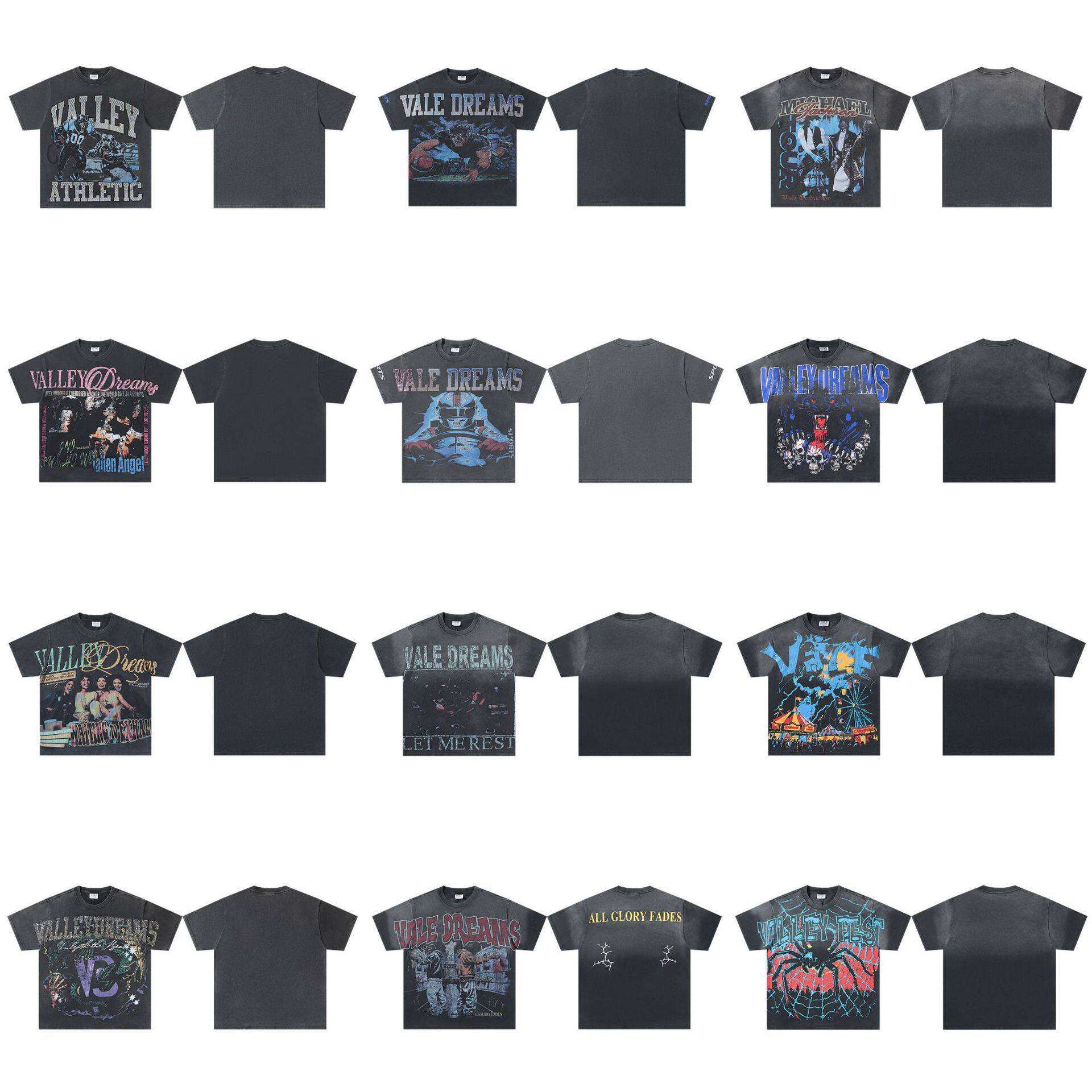 เสื้อยืดแขนสั้น ผ้าฝ้ายแท้ ซักน้ำ วินเทจ แบรนด์ดังสไตล์อเมริกัน รุ่นไฮเอนด์ แนวเรโทร ขายส่งข้ามประเทศ