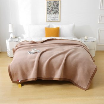 Autumn and Winter Pure Wool Office Nap Blanket, Thickened and Warm, Cloud Sheep New Chinese Style Camel Color Off-White Blanket