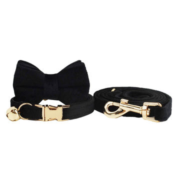 Pet Collar Cat Collar Black Flannel Cat Collar Cute Bell Cat Collar Bow Scarf Cross Border