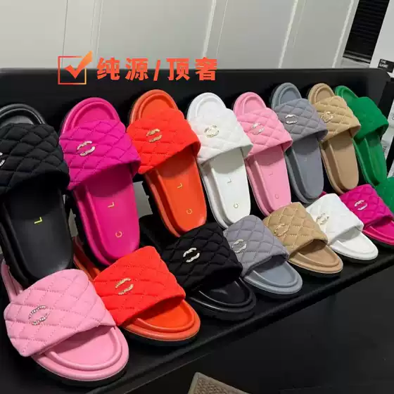Chanel-style Velcro Sandals Summer 2025 New Casual Outerwear Diamond Quilted Jelly Color Beach Slippers