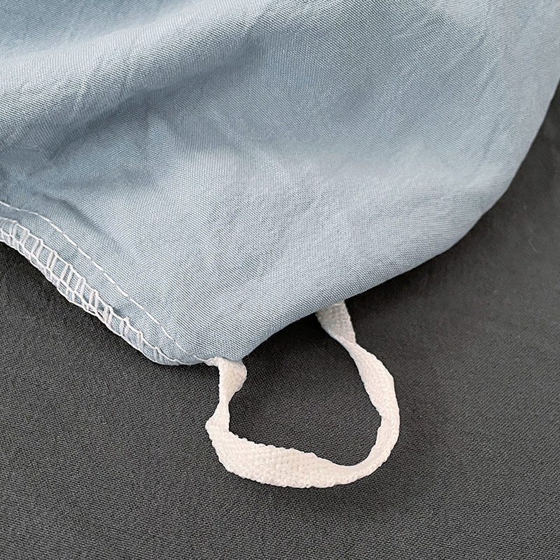 Ins Style Naked Sleeping Pure Cotton Four-Piece Set Class a Washed Cotton Pure Color Double Quilt Cover Bed Sheet Student Dormitory Three-Piece Set