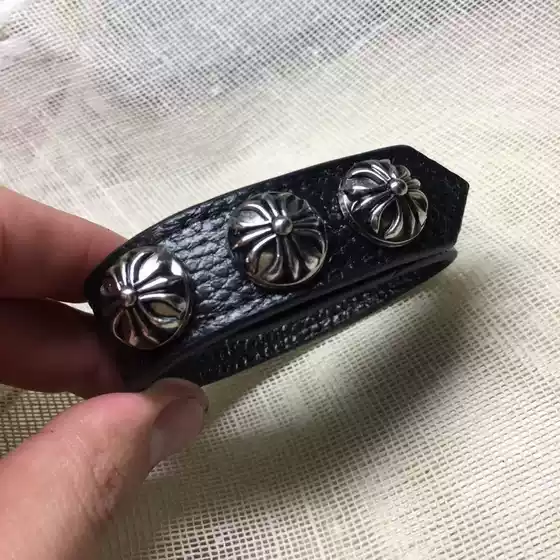New European and American Style Wristband, Trendy Genuine Leather Bracelet, Fashionable Studded Cross Bracelet, Couple Style Handmade Bracelet