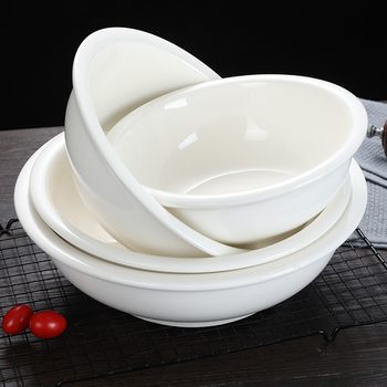 Pure White Ceramic Large Soup Bowl, Large Noodle Bowl, Soup Basin, Rice Bowl, Deep Bowl, Restaurant Hotel Household Bowl Tableware Ramen Z^