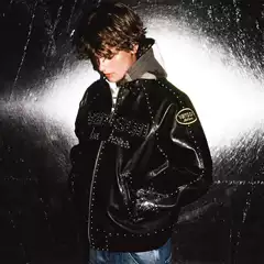 Cross-Border European and American Sup Vanon Leathers Co-Branded Leather Jacket Heavy-Duty Rivet Craft Trendy Brand Motorcycle Jacket
