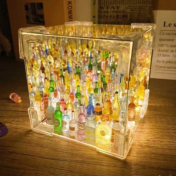 Cross-Border Handmade DIY Rubik's Cube Mirror Wine Bottle Night Light Stall Decoration Girlfriend Best Friend 520 Gift Lighting Atmosphere Light