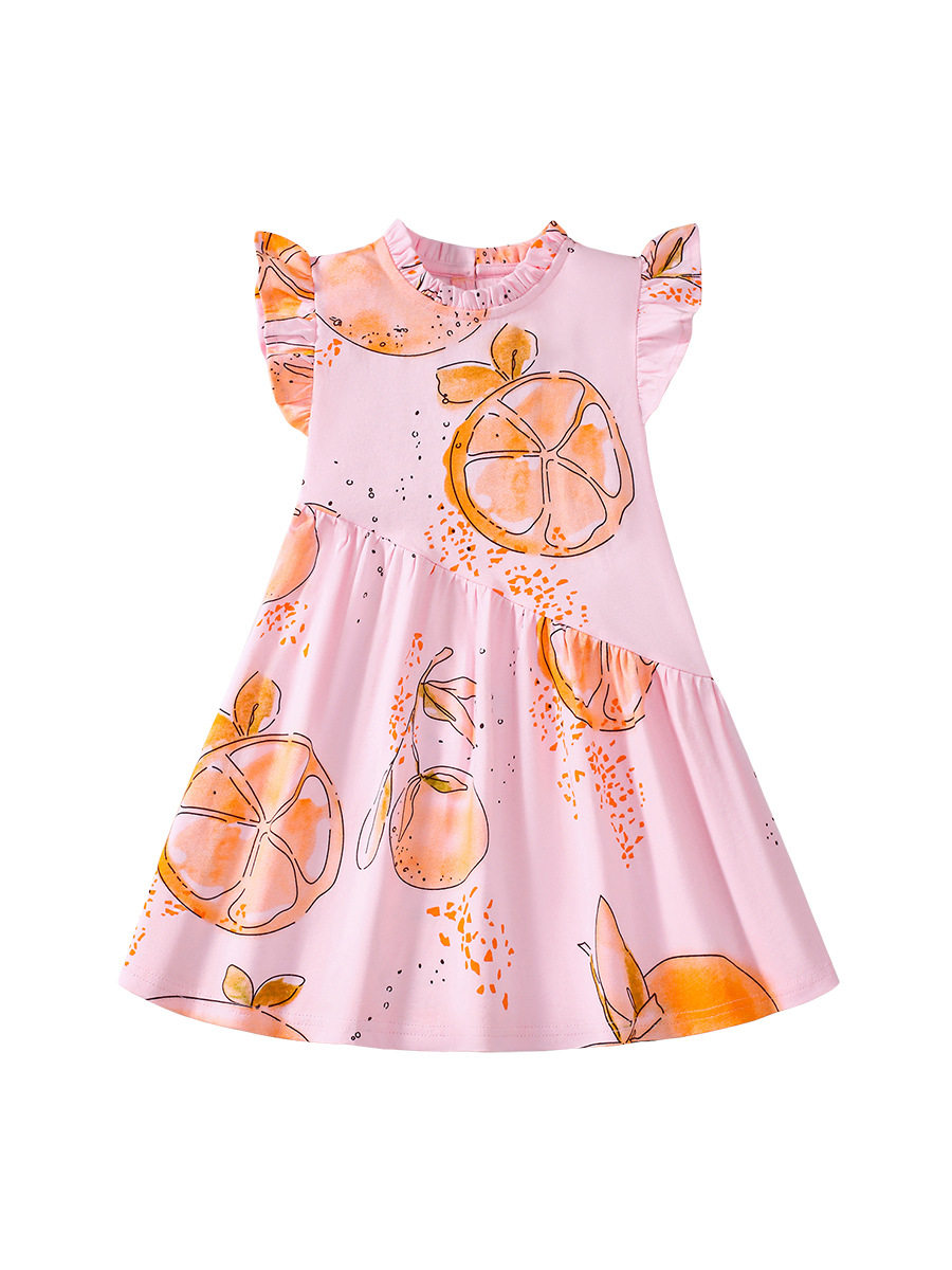 Girls' New Summer Short-Sleeve Cotton Dress from Source Factory, Cute Kids' Dress