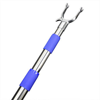 Three-Section Telescopic Clothes Drying Pole Fork Clothes Picking Pole for Hanging Clothes and Collecting New Product Household Stainless Steel 2m Extended Clothes Pole