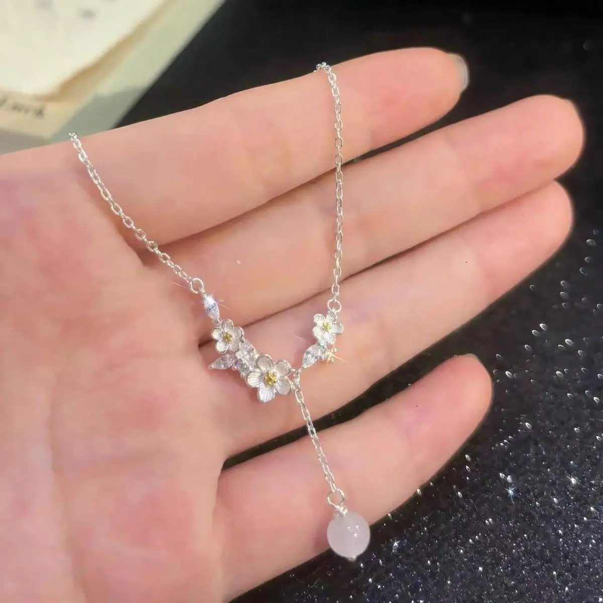 Silver Jewelry Wholesale Supply Mo Li Necklace 999 Sterling Silver Necklace Accessories Women's Autumn and Winter Sweater Chain Accessible Luxury High-End Ins